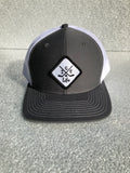 Gray with White Mesh Trucker Style Diamond Patch Hat - Ice Life Hockey