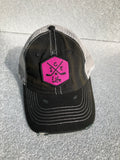 Ladies Distressed Black Trucker Style Patch Hat - Ice Life Hockey