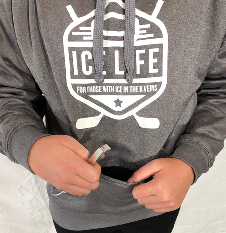 Gray Ice Life Logo Tailgate Hoodie- Men's - Ice Life Hockey